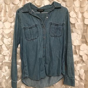 EXPRESS denim chambray button up size SM